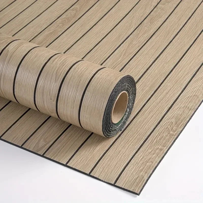 Roll of extra thick 3D wood grain self-adhesive wallpaper showing the textured surface and edge.