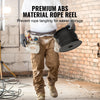 A person holds a spool of premium abs material rope reel for storage.