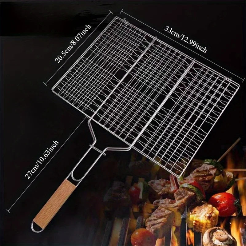 Cesta de Parrilla Plegable Grande con Mango Extraíble