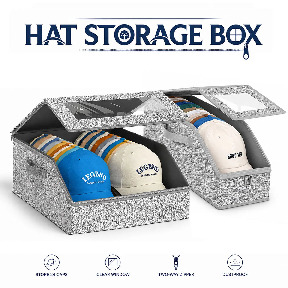 Large Capacity Hat Storage Box with Clear Window
