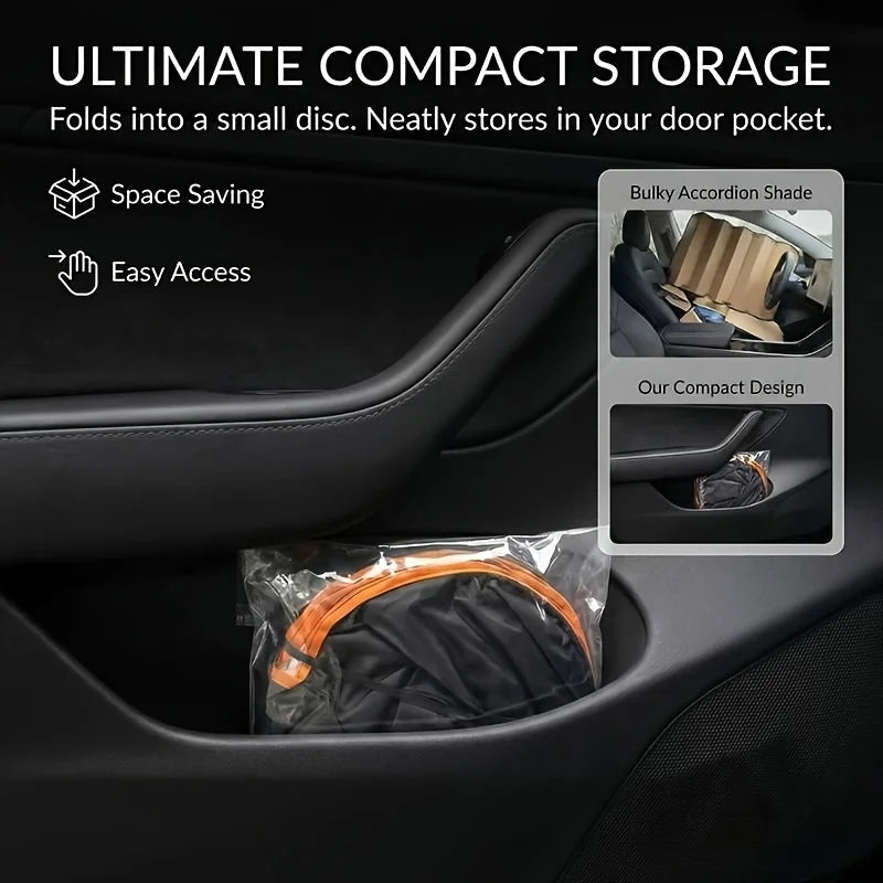 No-Drill Windshield Sunshade with Storage Pouch