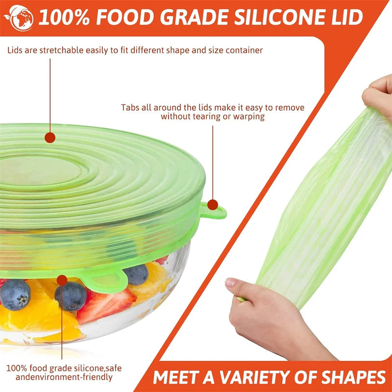 Reusable Silicone Stretch Lids - Set of 6