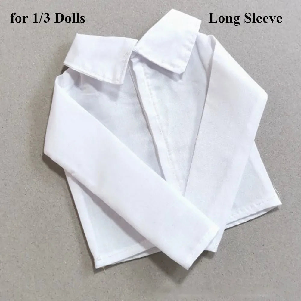 A white long sleeve shirt for a fashion doll accessory set