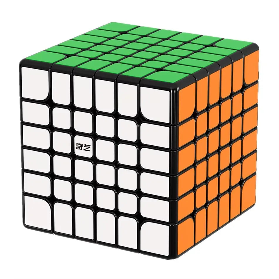A green and orange magnetic 3x3 cube puzzle with black and white faces.