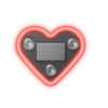 A heart-shaped neon light featuring a rectangular panel and surrounding glowing red trim.