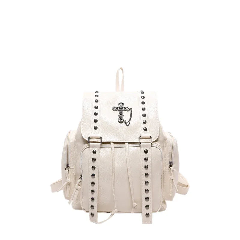 Gothic PU Leather Backpack with Rivet Accents