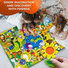 A felt storytelling board set featuring various zoo animals and colorful elements for children.