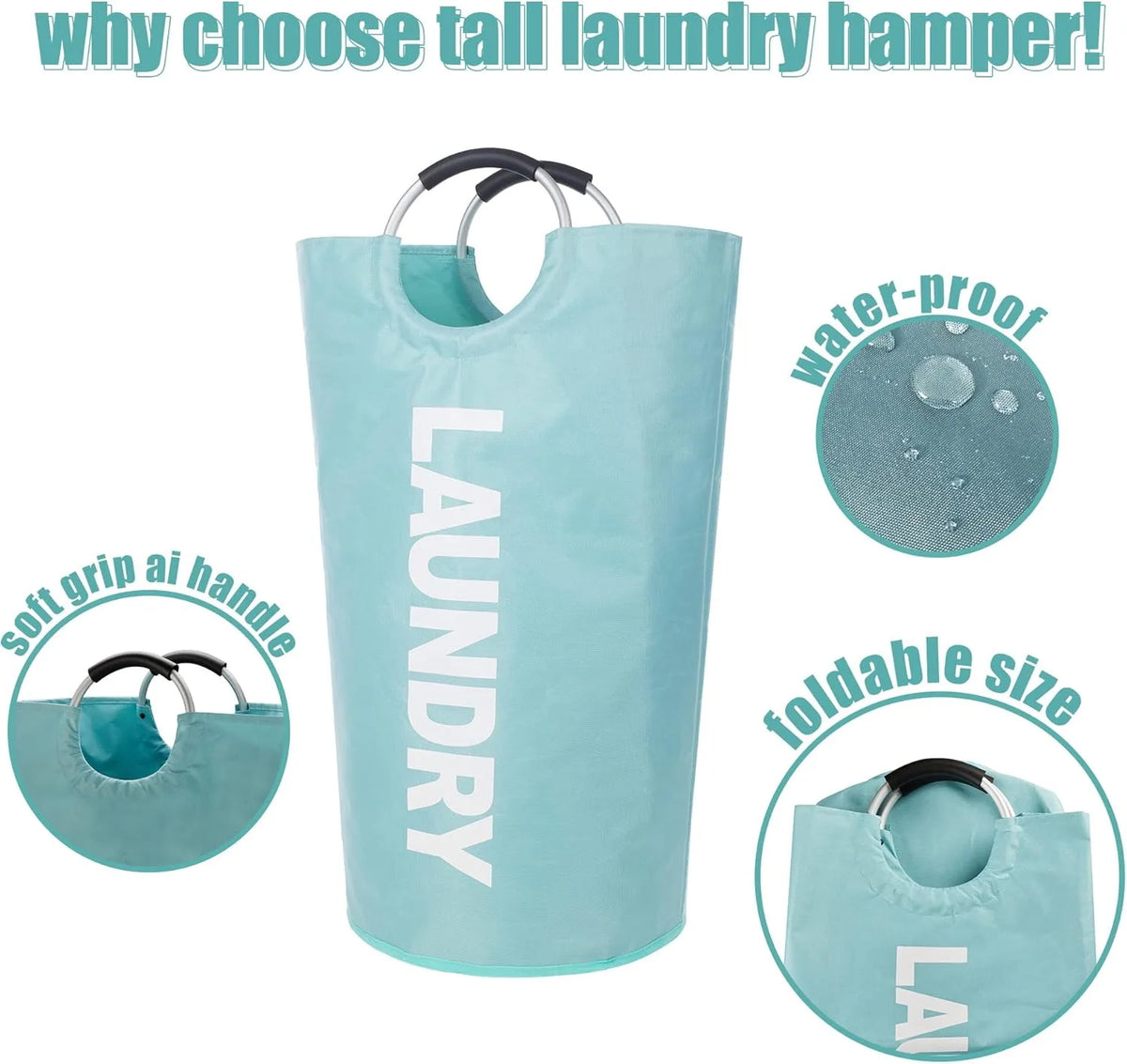 Collapsible Laundry Hamper with Padded Handles
