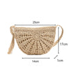 Handwoven Straw Semicircle Crossbody Bag with Tassel