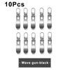 Ten black metal zipper pull replacement sliders for luggage, bags, and jackets
