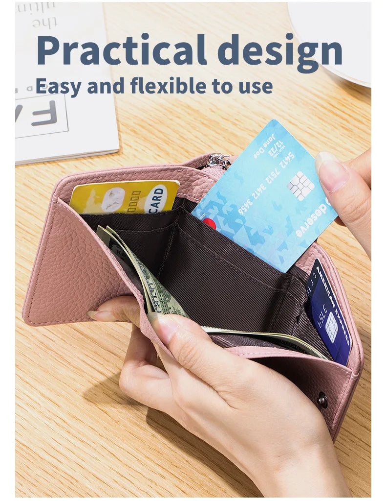 Genuine Leather Mini RFID Wallet for Women
