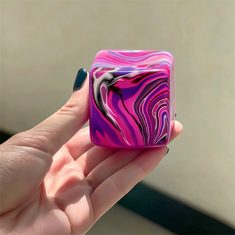 Squishy Stress Relief Cube with Soothing Swirl Design