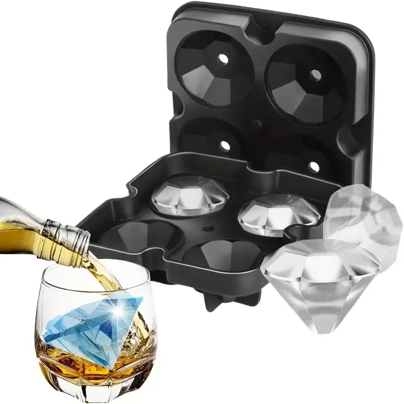 Skull and Diamond Silicone Ice Cube Mold Tray with Lid