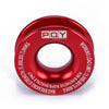 Red recovery ring and synthetic winch rope set with protective sleeve