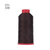 A spool of dark brown heavy-duty nylon bonded thread with a red cap.