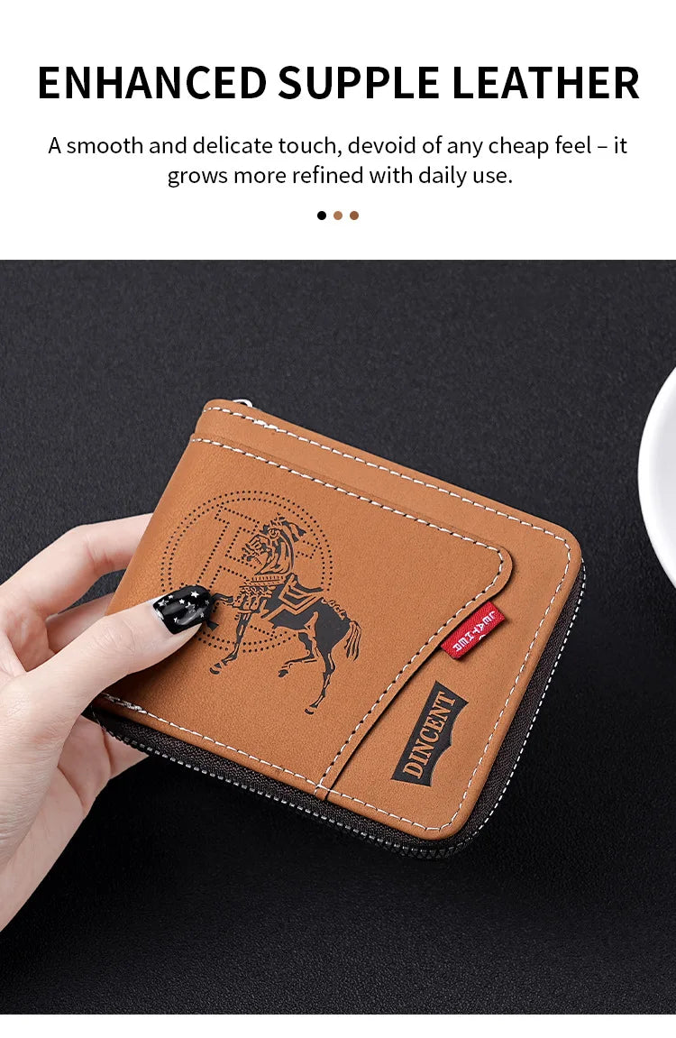 Vintage Waxed Leather Bifold Wallet with Coin Pocket
