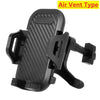 Black air vent type car phone mount with suction cup and clips