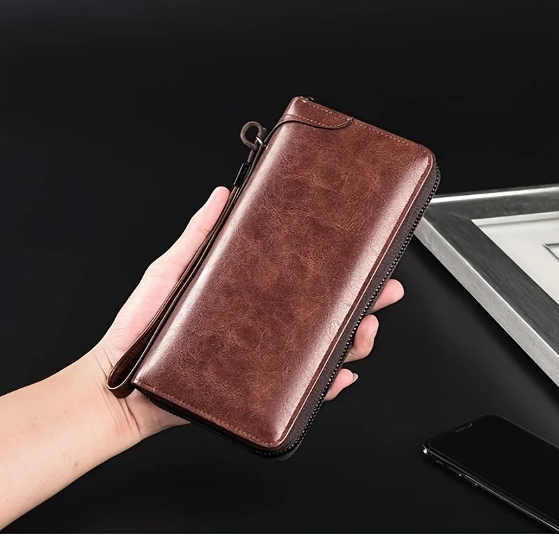 Men's RFID Blocking Leather Zipper Wallet