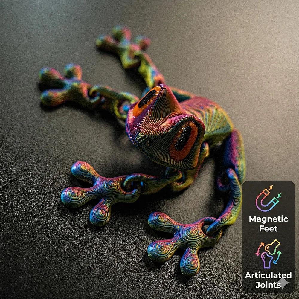 Magnetic Articulated Frog Fidget Toy – 3D Printed Desk Decor