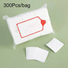 A clear plastic bag containing 300 pieces of white lint-free cotton rounds for nail care.