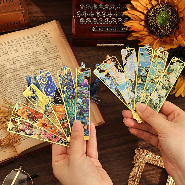 Vintage Metal Bookmarks with Long Tassels (Set of 12)