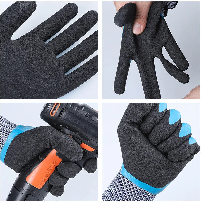 Winter Waterproof Thermal Work Gloves with Anti-Slip Latex Grip