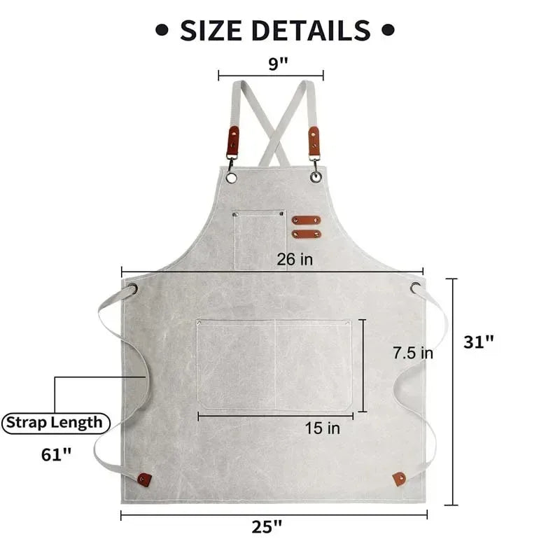Durable Canvas Kitchen Apron with Pockets