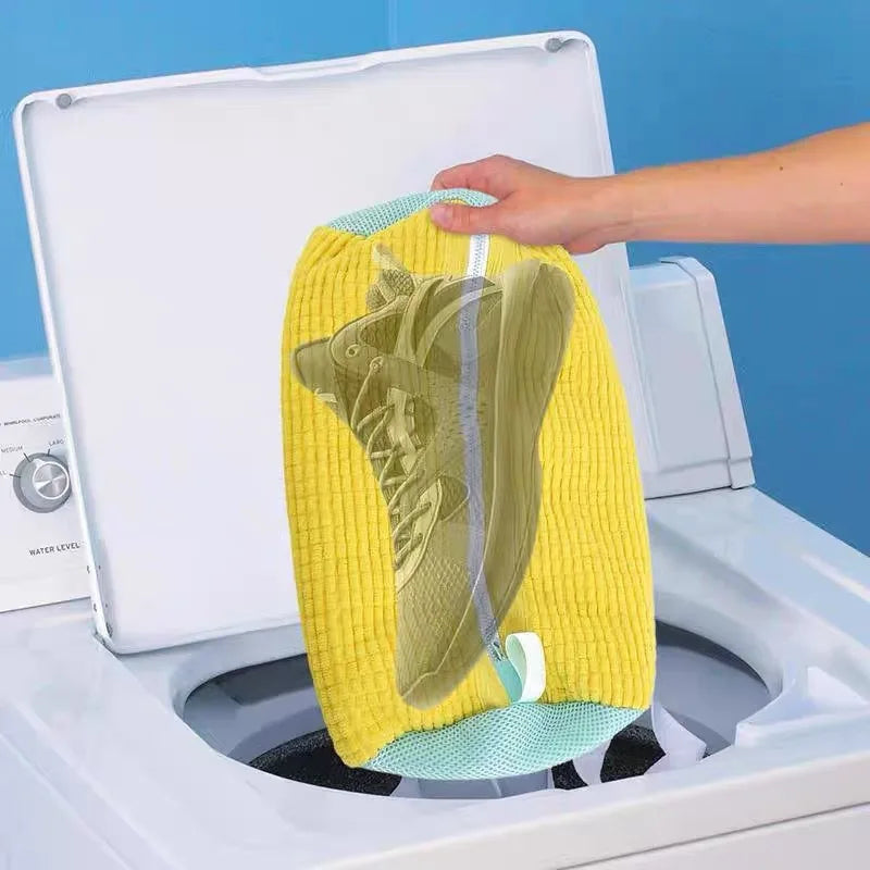 Mesh Shoe Wash Bag with Soft Fluff Lining