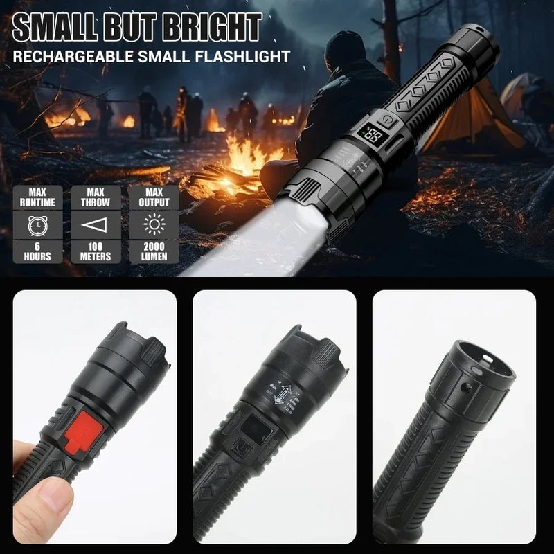 Rechargeable LED Flashlight with Digital Display