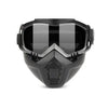 A black retro anti-fog motorcycle goggle with a windproof shield and adjustable strap.