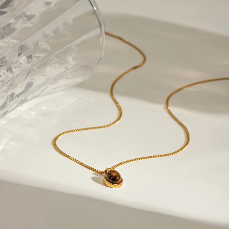 Oval Tiger's Eye Pendant Necklace