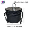 Black velvet dice storage pouch with a drawstring and hanging loop