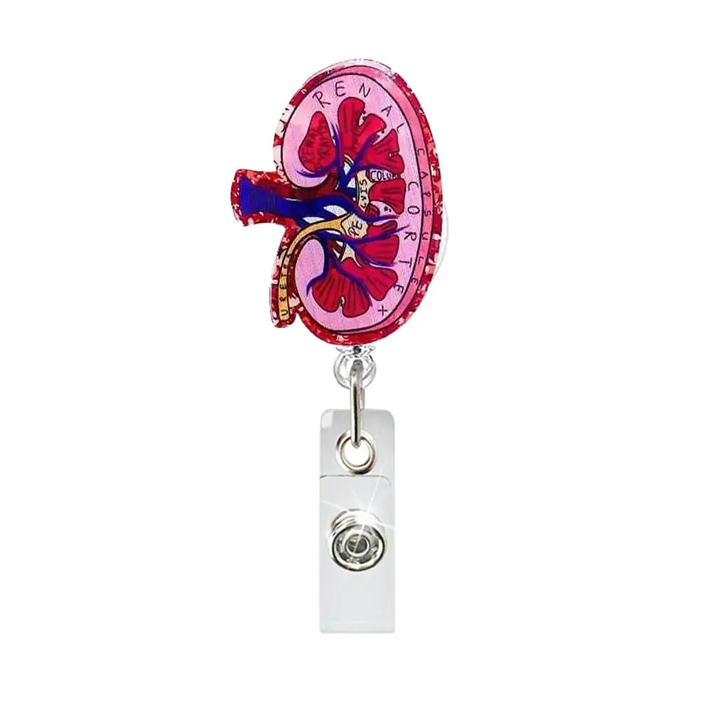 Heart Shape Glitter Acrylic Retractable Badge Reel with Crocodile Clip