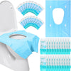 Pack of disposable blue toilet seat covers for travel and everyday use