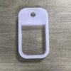 Clear silicone protective case for a hand sanitizer spray with a keyring attached.