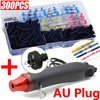 A kit of solder seal wire connectors and a heat gun plug for soldering electronics.