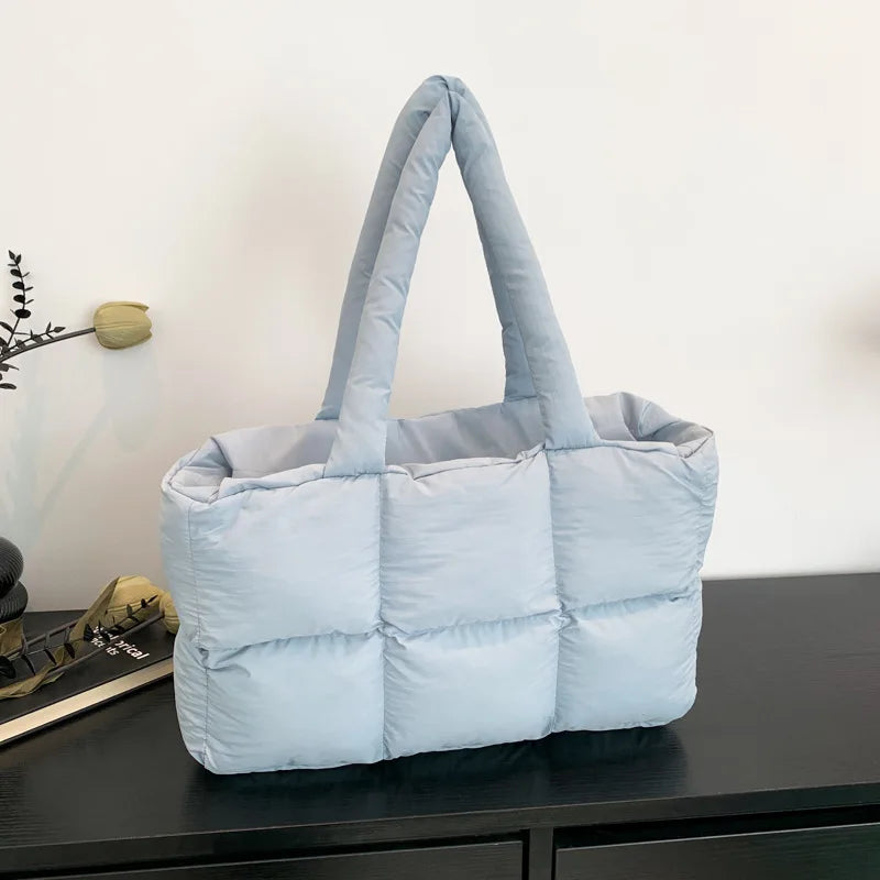 Quilted Plaid Tote Shoulder Bag