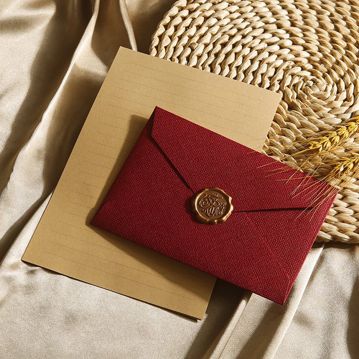 Premium Linen Stationery Set with Wax Seal Kit