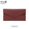 A maroon slim RFID-blocking PU leather wallet with card slots.