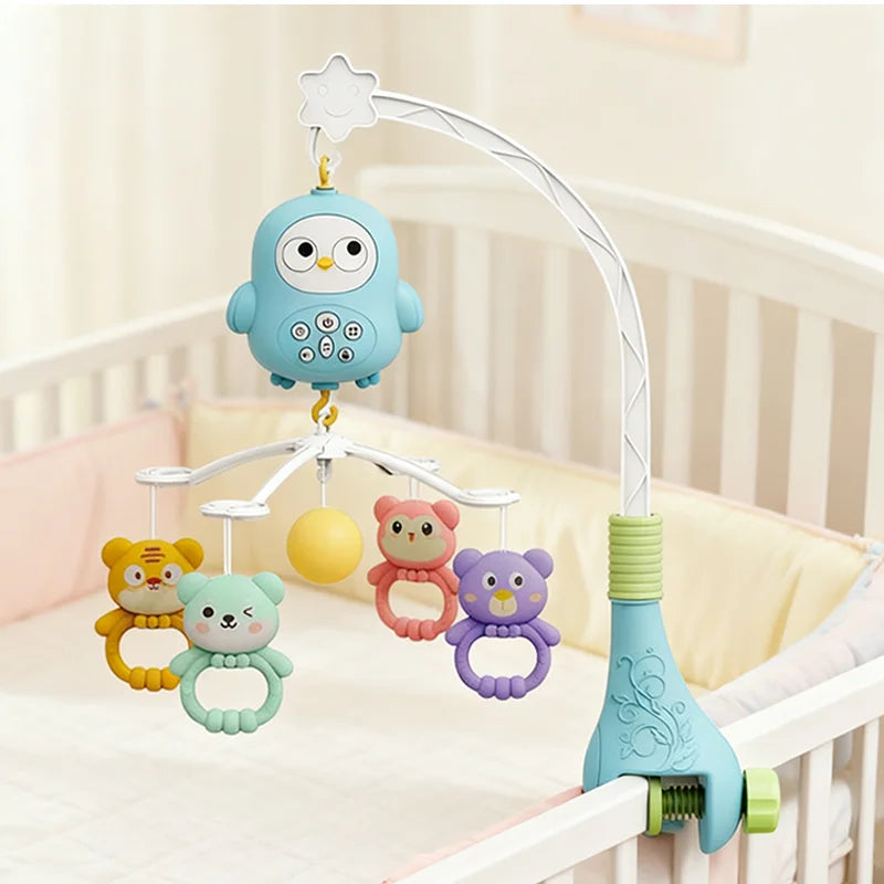 360° Rotating Baby Crib Mobile with Night Light and Music