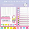 Acrylic paint marker set with 9 colors and fine tips, featuring various shades of white and pastel colors.