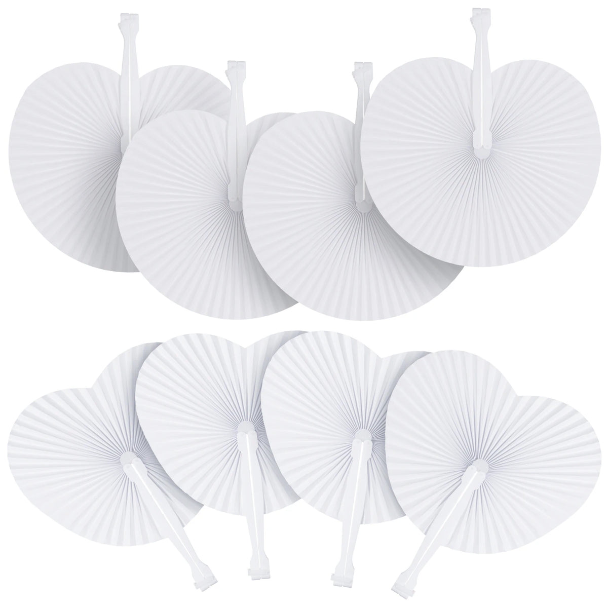 Classic White Folding Paper Hand Fans with Plastic Handles