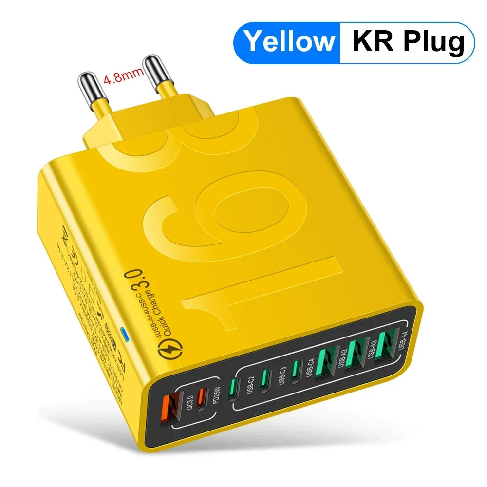 8-Port USB-C Fast Wall Charger for Multiple Devices
