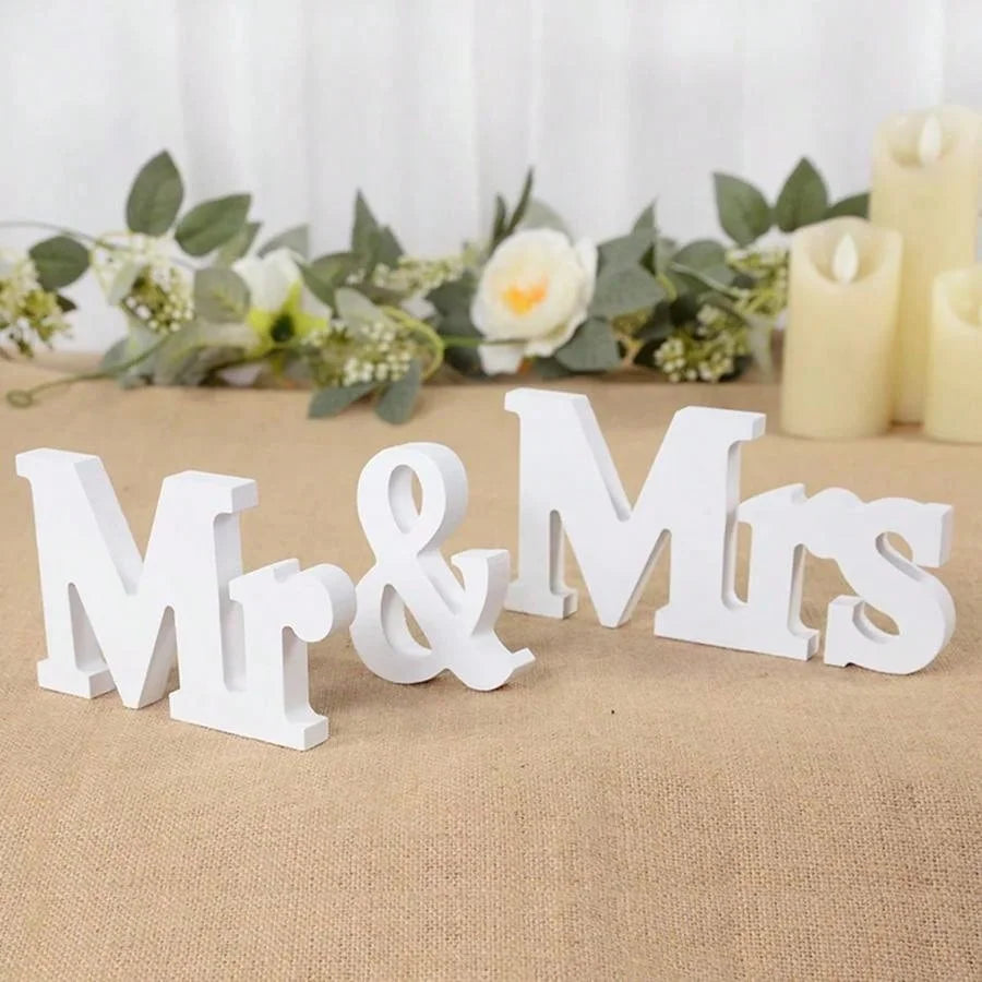 Mr & Mrs Wooden Love Sign Set for Wedding Table Displays