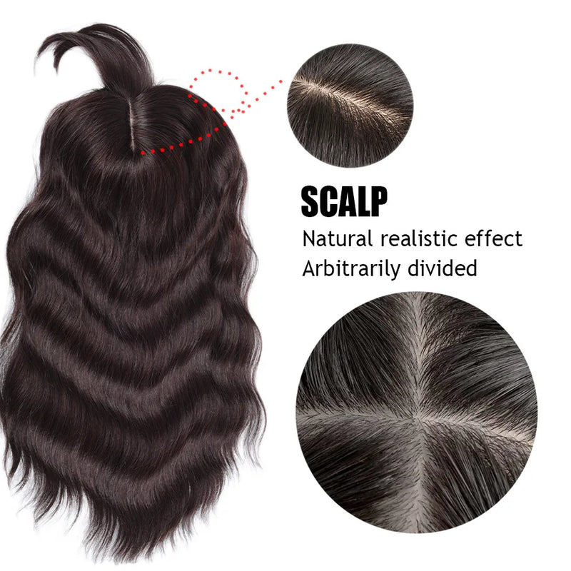 14-Inch Wavy Clip-In Hair Topper with Bangs