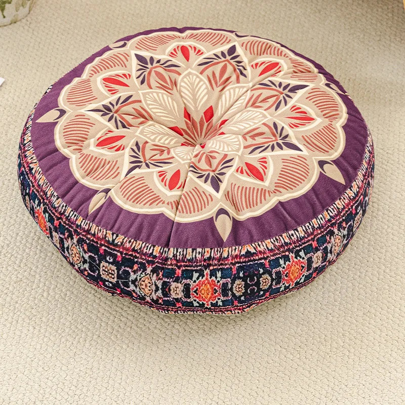 Bohemian Round Floor Cushion with Anti-Slip Base