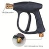 Black high pressure washer gun with a 1/4 quick connect and an M22-14 thread inlet fitting.