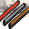 Three long LED light bars showing red, white, and amber signals for trucks and trailers