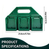 A green battery storage case with three compartments and a carry handle, shown from the top.