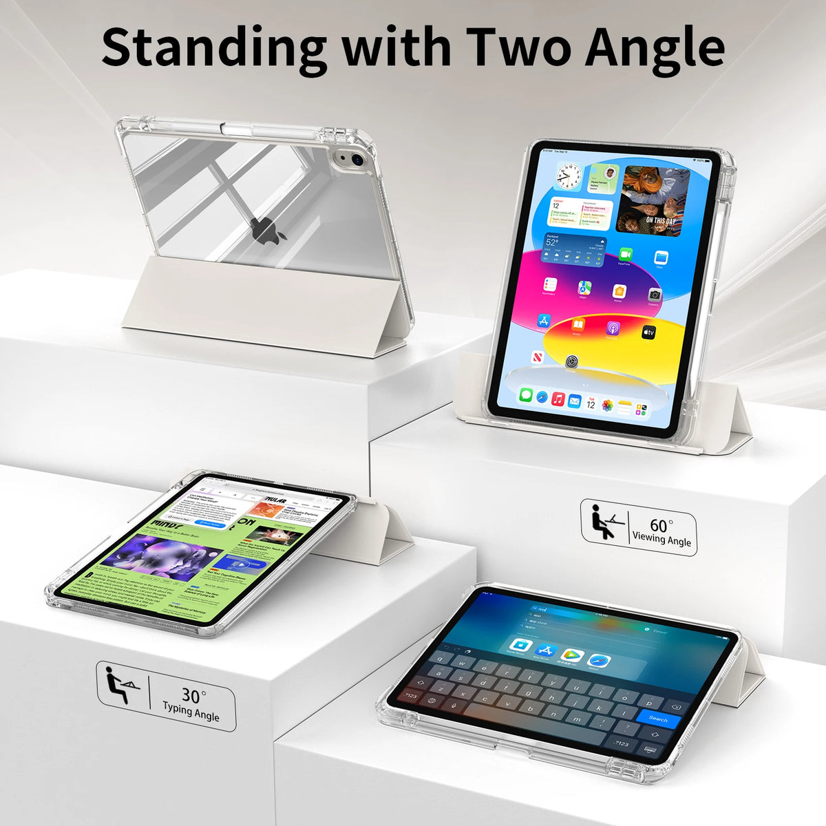 Clear Hard Back Case for iPad with Detachable Sliding Cover